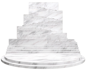 Abstract Marble Staircase Pedestal with Circular Base and architecture isolated on a transparent background