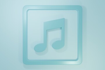 Blue Music note, tone icon isolated on blue background. Minimalism concept. 3D render illustration