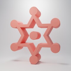 Pink Hexagram sheriff icon isolated on pink background. Police badge icon. Minimalism concept. 3D render illustration