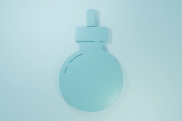 Blue Bomb ready to explode icon isolated on blue background. Happy Halloween party. Minimalism concept. 3D render illustration