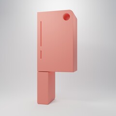 Pink Meat chopper icon isolated on pink background. Kitchen knife for meat. Butcher knife. Happy Halloween party. Minimalism concept. 3D render illustration