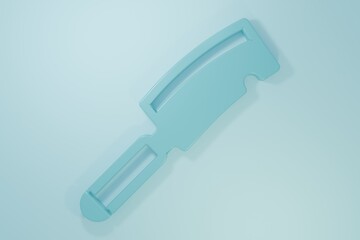 Blue Meat chopper icon isolated on blue background. Butcher knife. Kitchen knife for meat. Butcher knife. Minimalism concept. 3D render illustration