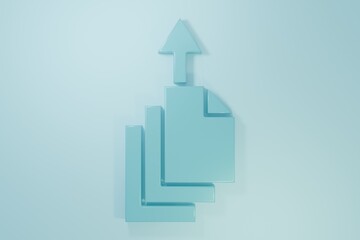 Blue Data export icon isolated on blue background. Minimalism concept. 3D render illustration