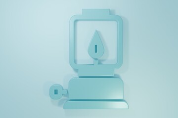Blue Camping lantern icon isolated on blue background. Happy Halloween party. Minimalism concept. 3D render illustration