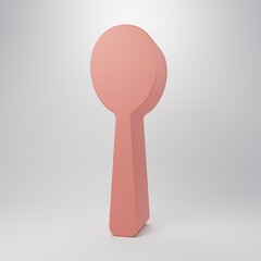Pink Spoon icon isolated on pink background. Cooking utensil. Cutlery sign. Minimalism concept. 3D render illustration
