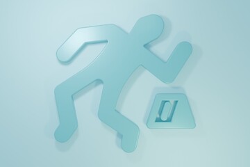 Blue Crime scene icon isolated on blue background. Minimalism concept. 3D render illustration