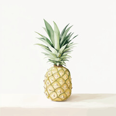 A single whole ripe pineapple with a green crown.