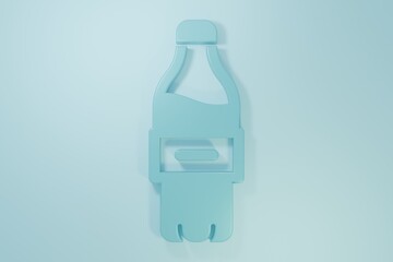 Blue Bottle of water icon isolated on blue background. Soda aqua drink sign. Minimalism concept. 3D render illustration