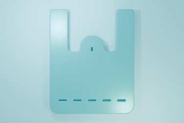 Blue Paper shopping bag icon isolated on blue background. Package sign. Minimalism concept. 3D render illustration