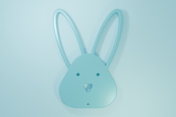 Blue Animal cruelty free with rabbit icon isolated on blue background. Minimalism concept. 3D render illustration
