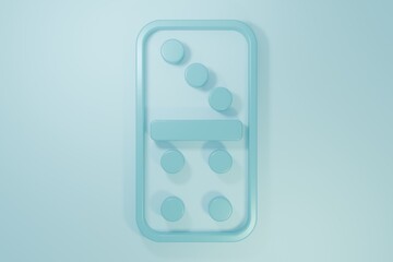 Blue Domino icon isolated on blue background. Minimalism concept. 3D render illustration