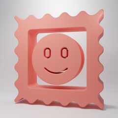 Pink LSD acid mark icon isolated on pink background. Acid narcotic. Postmark. Postage stamp. Health danger. Minimalism concept. 3D render illustration