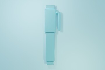 Blue Pen icon isolated on blue background. Minimalism concept. 3D render illustration