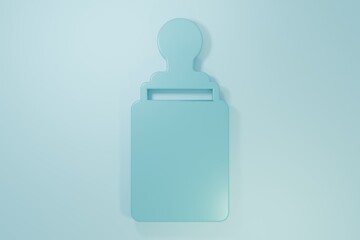 Blue Baby bottle icon isolated on blue background. Feeding bottle icon. Milk bottle sign. Minimalism concept. 3D render illustration