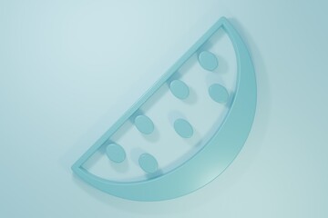 Blue Watermelon icon isolated on blue background. Minimalism concept. 3D render illustration