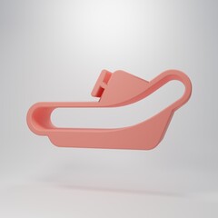 Pink Rafting boat icon isolated on pink background. Inflatable boat with paddles. Water sports, extreme sports, holiday, vacation. Minimalism concept. 3D render illustration