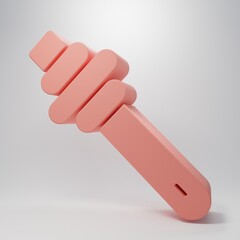 Pink Honey dipper stick icon isolated on pink background. Honey ladle. Minimalism concept. 3D render illustration