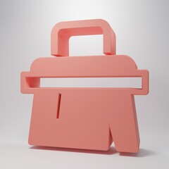 Pink Sauna brush icon isolated on pink background. Wooden brush with coarse bristles for washing in the bath. Anti cellulite massage. Minimalism concept. 3D render illustration