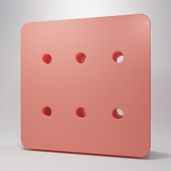 Pink Game dice icon isolated on pink background. Casino gambling. Minimalism concept. 3D render illustration