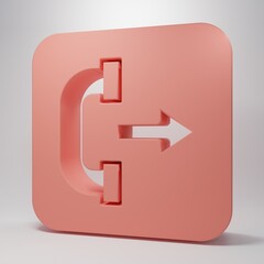 Pink Outgoing call phone icon isolated on pink background. Phone sign. Telephone handset. Minimalism concept. 3D render illustration