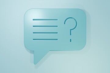 Blue Unknown search icon isolated on blue background. Magnifying glass and question mark. Minimalism concept. 3D render illustration
