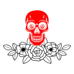 Skull Vector with Flowers