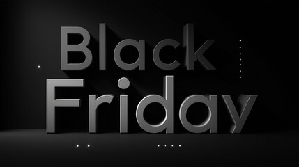 Black Friday: A striking, modern grayscale composition for the ultimate shopping event, with the bold text Black Friday rendered in sleek, three-dimensional lettering against a dramatic.
