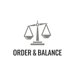 
Balance scale order size, logo design illustration