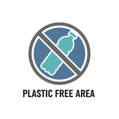  Prohibited throw away plastic materials, logo design illustration