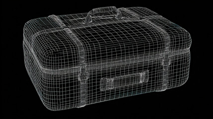 minimal line art of travel bag under scanning gridlines future proof concept illustration concept scene visual for commercial design use high detail quality stock image illustration concept scene