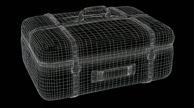 minimal line art of travel bag under scanning gridlines future proof concept illustration concept scene visual for commercial design use high detail quality stock image illustration concept scene