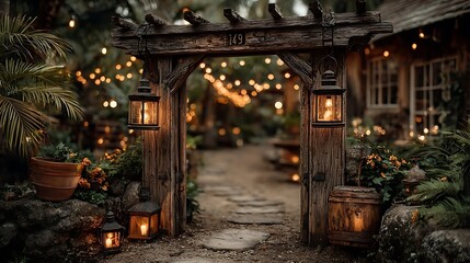 enchanting rustic wedding entrance autumn setting high resolution picture