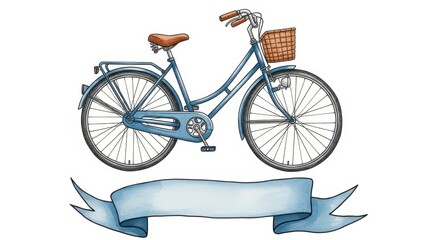 Vintage Bicycle Ride: An illustration captures the classic beauty of a vintage bicycle, complete with a charming basket, ready for a leisurely ride.
