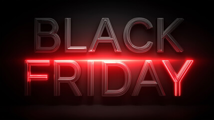 Black Friday with Neon Sign: A captivating visual celebrating the Black Friday sale event, featuring a radiant neon sign illuminated against a deep, dark background. 