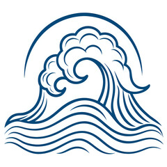 wave ocean ,illustration outline isolated on white background