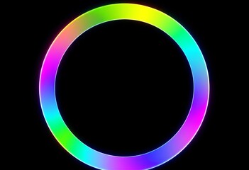 Neon gradient forms, eclipse effect, minimalist circle frame, abstract sci-fi cyberpunk aesthetic on black background, illustration, curve