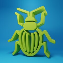 Green Chafer beetle icon isolated on blue background. Minimalism concept. 3D render illustration