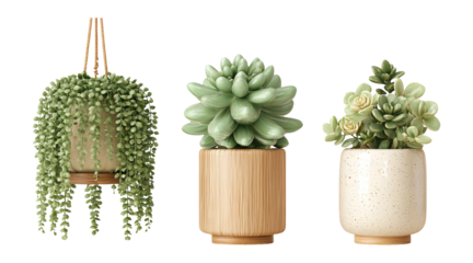Stylish Green Succulents in Modern Planters for Home Decor