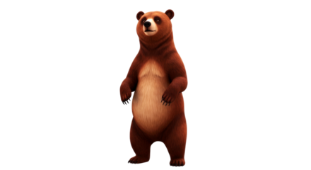 majestic brown bear 3d model a symbol of wilderness strength for games and animation, isolated on transparent background