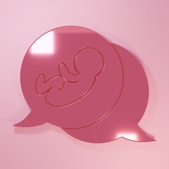 Pink Baby icon isolated on pink background. Minimalism concept. 3D render illustration