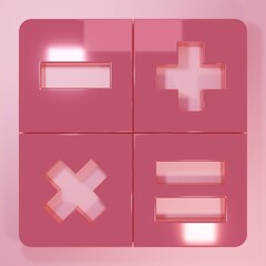 Obraz premium Pink Calculator icon isolated on pink background. Accounting symbol. Business calculations mathematics education and finance. Minimalism concept. 3D render illustration
