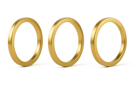 Three gold rings in a row simple elegant design