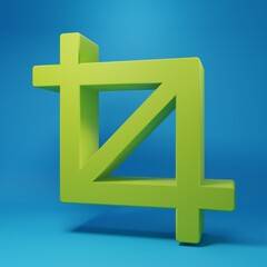 Obraz premium Green Picture crop photo icon isolated on blue background. Minimalism concept. 3D render illustration