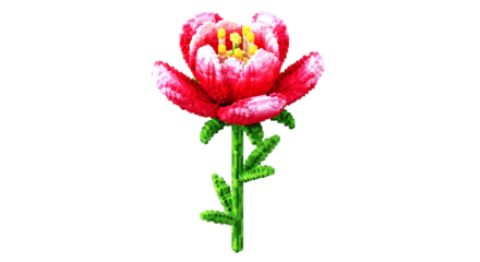 pixelated red poppy a charming 3d model for springtime designs and digital art, isolated on transparent background