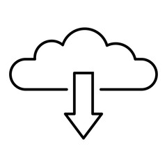 cloud download line icon with editable stroke