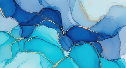 Abstract Fluid Blue Art: An captivating, flowing composition of rich blues, turquoise, and accents of gold, evoking a sense of depth and movement. A perfect visual for design projects. 