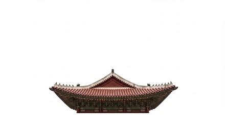 Obraz premium 優雅な曲線 美しい伝統建築 白背景際立つ屋根 This translates roughly to: 