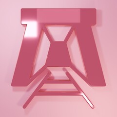 Pink Mine entrance icon isolated on pink background. Minimalism concept. 3D render illustration