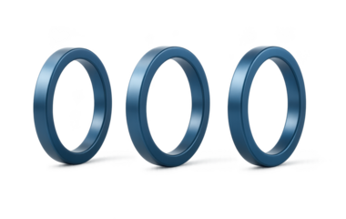 Three blue rings in a row simple 3D design