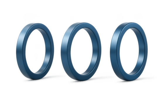 Three blue rings in a row simple 3D design